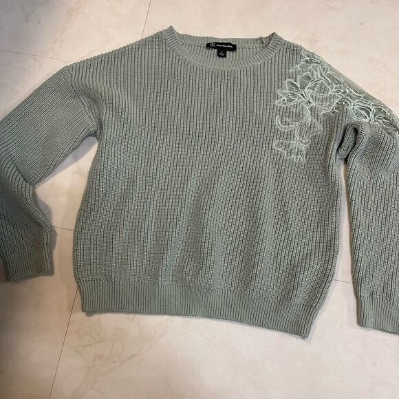 INC sage pullover lace crochet knitted sweater - Picture 6 of 7